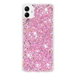 For Samsung Galaxy A05 Transparent Frame Glitter Powder TPU Phone Case(Pink)