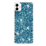 For Samsung Galaxy A05 Transparent Frame Glitter Powder TPU Phone Case(Blue)