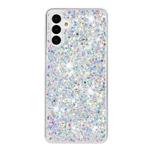 For Samsung Galaxy A54 5G Transparent Frame Glitter Powder TPU Phone Case(White)