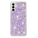 For Samsung Galaxy A54 5G Transparent Frame Glitter Powder TPU Phone Case(Purple)