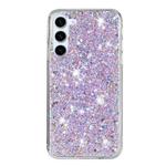 For Samsung Galaxy S23+ 5G Transparent Frame Glitter Powder TPU Phone Case(Purple)