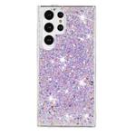 For Samsung Galaxy S23 Ultra 5G Transparent Frame Glitter Powder TPU Phone Case(Purple)