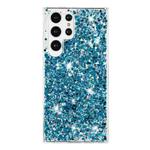 For Samsung Galaxy S23 Ultra 5G Transparent Frame Glitter Powder TPU Phone Case(Blue)