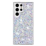 For Samsung Galaxy S24 Ultra 5G Transparent Frame Glitter Powder TPU Phone Case(White)