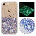 For iPhone 8 / 7 Transparent Frame Noctilucent Glitter Powder TPU Phone Case(Purple)