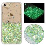 For iPhone 8 / 7 Transparent Frame Noctilucent Glitter Powder TPU Phone Case(Green)