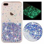 For iPhone 8 Plus / 7 Plus Transparent Frame Noctilucent Glitter Powder TPU Phone Case(Purple)