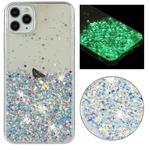 For iPhone 11 Pro Max Transparent Frame Noctilucent Glitter Powder TPU Phone Case(White)