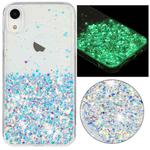 For iPhone XR Transparent Frame Noctilucent Glitter Powder TPU Phone Case(White)