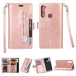 For Xiaomi Redmi Note 8 Multifunctional Zipper Horizontal Flip Leather Case with Holder & Wallet & 9 Card Slots & Lanyard(Rose Gold)