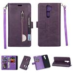 For Xiaomi Redmi Note 8 Pro Multifunctional Zipper Horizontal Flip Leather Case with Holder & Wallet & 9 Card Slots & Lanyard(Purple)
