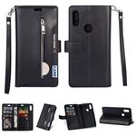For Xiaomi Redmi 7 / Redmi Go Multifunctional Zipper Horizontal Flip Leather Case with Holder & Wallet & 9 Card Slots & Lanyard(Black)