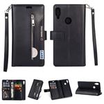 For Xiaomi Redmi Note 7 / Note 7 Pro / Note 7S Multifunctional Zipper Horizontal Flip Leather Case with Holder & Wallet & 9 Card Slots & Lanyard(Black)