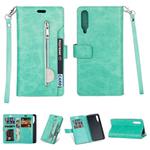 For Xiaomi Mi 9 / Mi 9 Explorer Multifunctional Zipper Horizontal Flip Leather Case with Holder & Wallet & 9 Card Slots & Lanyard(Mint Green)