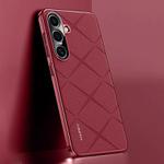 For Samsung Galaxy S25 5G Plain Leather PC Phone Case(Wine Red)