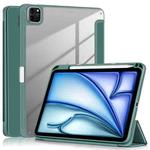 For iPad Air 11 2024 / Pro 11 2022 Acrylic 3-Fold Smart Leather Tablet Case(Deep Green)