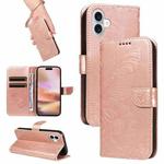 For iPhone 16 Plus Swallowtail Butterfly Embossed Leather Phone Case(Rose Gold)