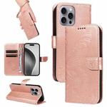 For iPhone 16 Pro Max Swallowtail Butterfly Embossed Leather Phone Case(Rose Gold)