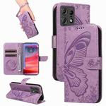 For Motorola Edge 50 Pro 5G Swallowtail Butterfly Embossed Leather Phone Case(Purple)