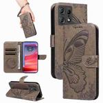 For Motorola Edge 50 Pro 5G Swallowtail Butterfly Embossed Leather Phone Case(Grey)