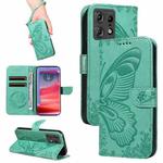 For Motorola Edge 50 Pro 5G Swallowtail Butterfly Embossed Leather Phone Case(Green)