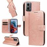 For Motorola Edge Moto G34 Swallowtail Butterfly Embossed Leather Phone Case(Rose Gold)