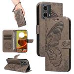 For Motorola Moto G85 Swallowtail Butterfly Embossed Leather Phone Case(Grey)