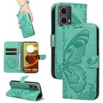 For Motorola Moto G85 Swallowtail Butterfly Embossed Leather Phone Case(Green)