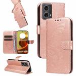 For Motorola Moto G85 Swallowtail Butterfly Embossed Leather Phone Case(Rose Gold)