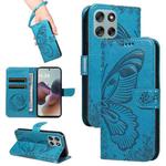 For Motorola Moto G56 5G Swallowtail Butterfly Embossed Leather Phone Case(Blue)