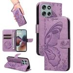 For Motorola Moto G56 5G Swallowtail Butterfly Embossed Leather Phone Case(Purple)