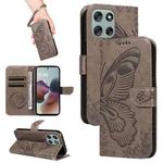 For Motorola Moto G56 5G Swallowtail Butterfly Embossed Leather Phone Case(Grey)