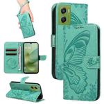 For Motorola Moto G06 4G Swallowtail Butterfly Embossed Leather Phone Case(Green)