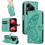 For Huawei Pura 80 Pro 5G Swallowtail Butterfly Embossed Leather Phone Case(Green)
