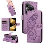 For Huawei Pura 80 Ultra 5G Swallowtail Butterfly Embossed Leather Phone Case(Purple)