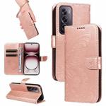 For OPPO Reno12 Pro 5G Global Swallowtail Butterfly Embossed Leather Phone Case(Rose Gold)