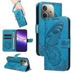 For OPPO A5 Pro 5G Global Swallowtail Butterfly Embossed Leather Phone Case(Blue)