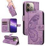 For OPPO A5 Pro 5G Global Swallowtail Butterfly Embossed Leather Phone Case(Purple)