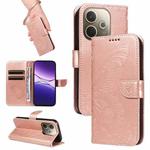 For OPPO A5 Pro 5G Global Swallowtail Butterfly Embossed Leather Phone Case(Rose Gold)