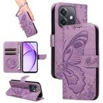 For OPPO A3 5G Global / A60 5G Swallowtail Butterfly Embossed Leather Phone Case(Purple)