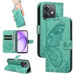 For OPPO A3 5G Global / A60 5G Swallowtail Butterfly Embossed Leather Phone Case(Green)