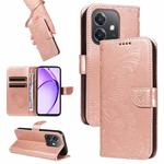 For OPPO A3 5G Global / A60 5G Swallowtail Butterfly Embossed Leather Phone Case(Rose Gold)