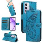 For OPPO K12X 5G Global Swallowtail Butterfly Embossed Leather Phone Case(Blue)