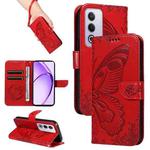For OPPO K12X 5G Global Swallowtail Butterfly Embossed Leather Phone Case(Red)