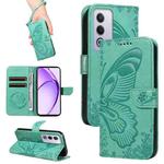 For OPPO K12X 5G Global Swallowtail Butterfly Embossed Leather Phone Case(Green)