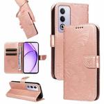 For OPPO K12X 5G Global Swallowtail Butterfly Embossed Leather Phone Case(Rose Gold)