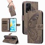 For Honor 200 Lite Global Swallowtail Butterfly Embossed Leather Phone Case(Grey)