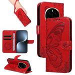 For Honor Magic7 Swallowtail Butterfly Embossed Leather Phone Case(Red)