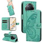 For Honor X9C 5G Global Swallowtail Butterfly Embossed Leather Phone Case(Green)