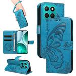 For Honor X8C 4G Global Swallowtail Butterfly Embossed Leather Phone Case(Blue)